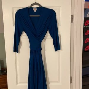 Banana republic dark teal blue / peacock green midi wrap dress size 4